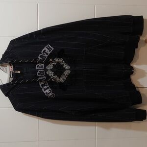 Y2K Ocean Earth XXL Pinstripe Hoodie